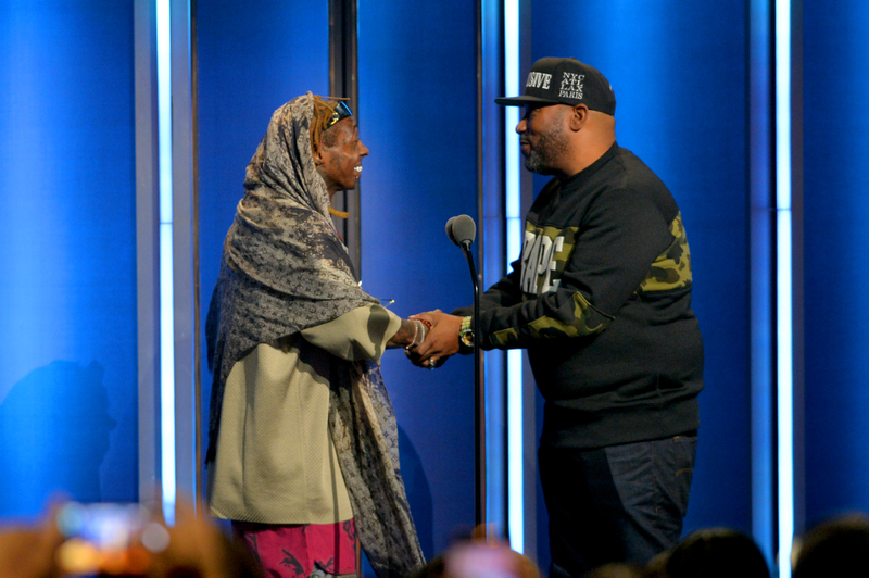 Rapper Lil Wayne and Bun B onstage during the BET Hip Hop Awards 2018